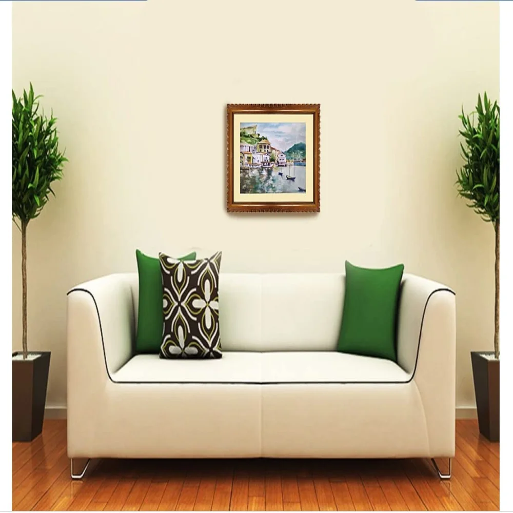 EMPEROR ART GALLERY, Original Handmade Water Painting With Teak Wood Frame For Wall(19x23) In