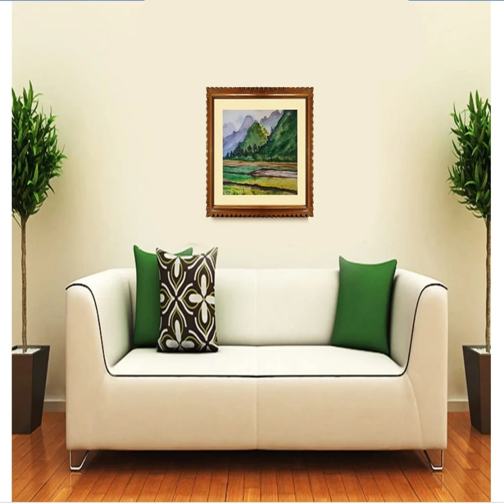 EMPEROR ART GALLERY, Original Handmade Water Painting With Teak Wood Frame For Wall (19x22) In