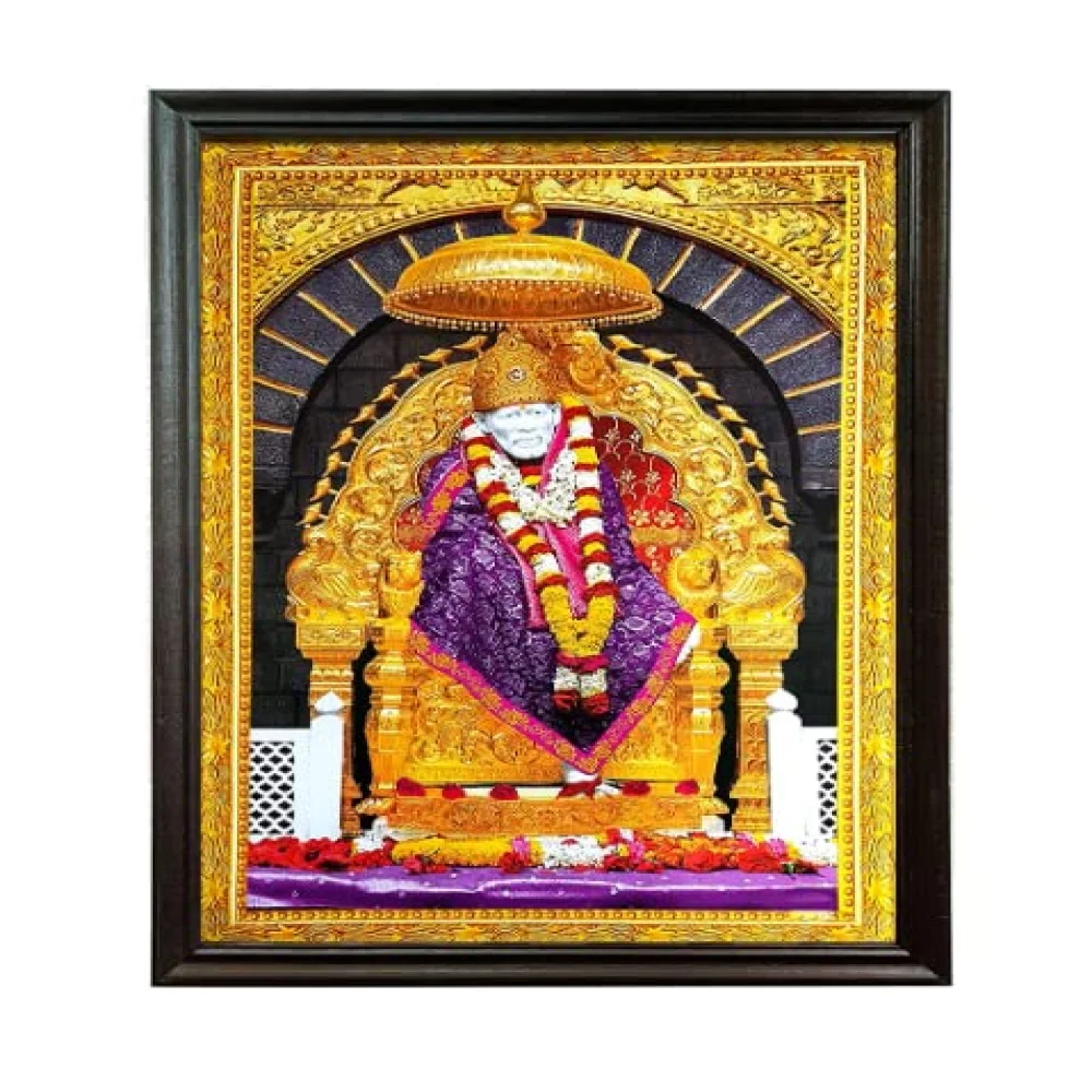 SHIRDI SAI BABA PHOTO FRAME With Laminated Print And Wood Frame (28 x 19.5) in