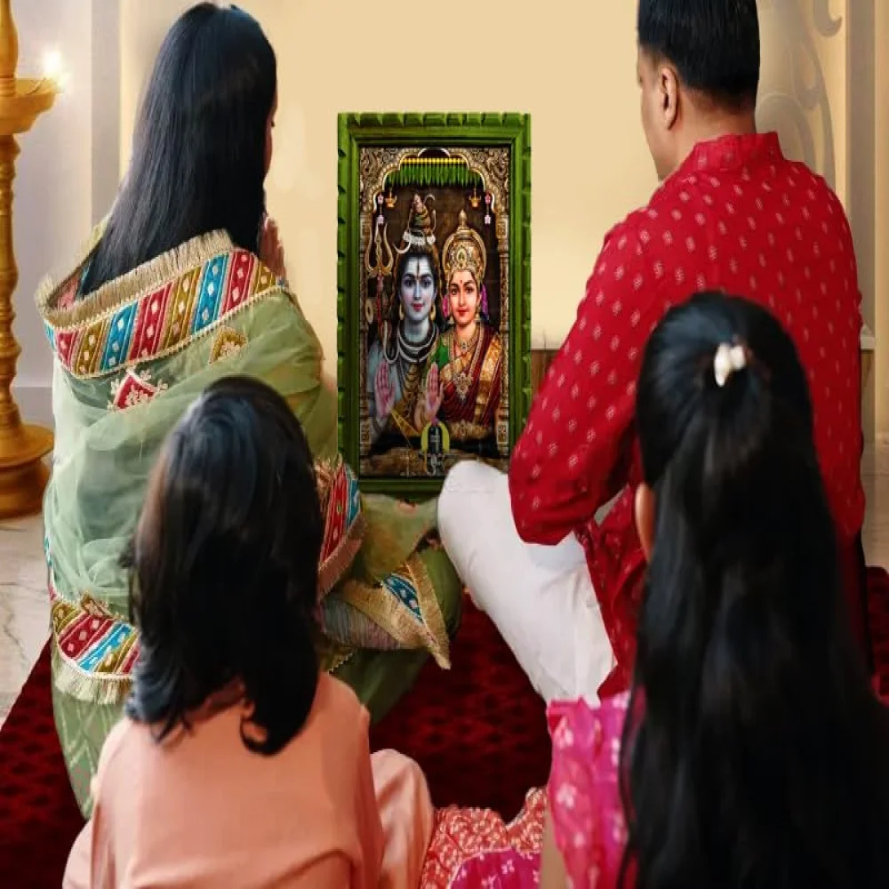 EMPEROR ART GALLERY®, Shiva Parvati Religious Wall Art, Premium Wooden Frame with Carved Design