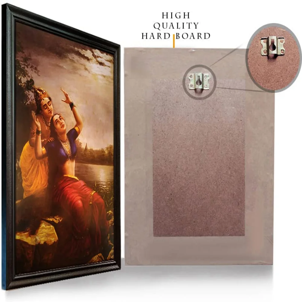 Mperor, Radha and Madhava'' Laminated digital Re-Print With Original Wood Frame(28x18) in