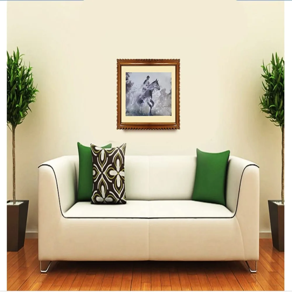 EMPEROR ART GALLERY, Original Handmade Water Painting With Teak Wood Frame For Wall(29.4x22) In