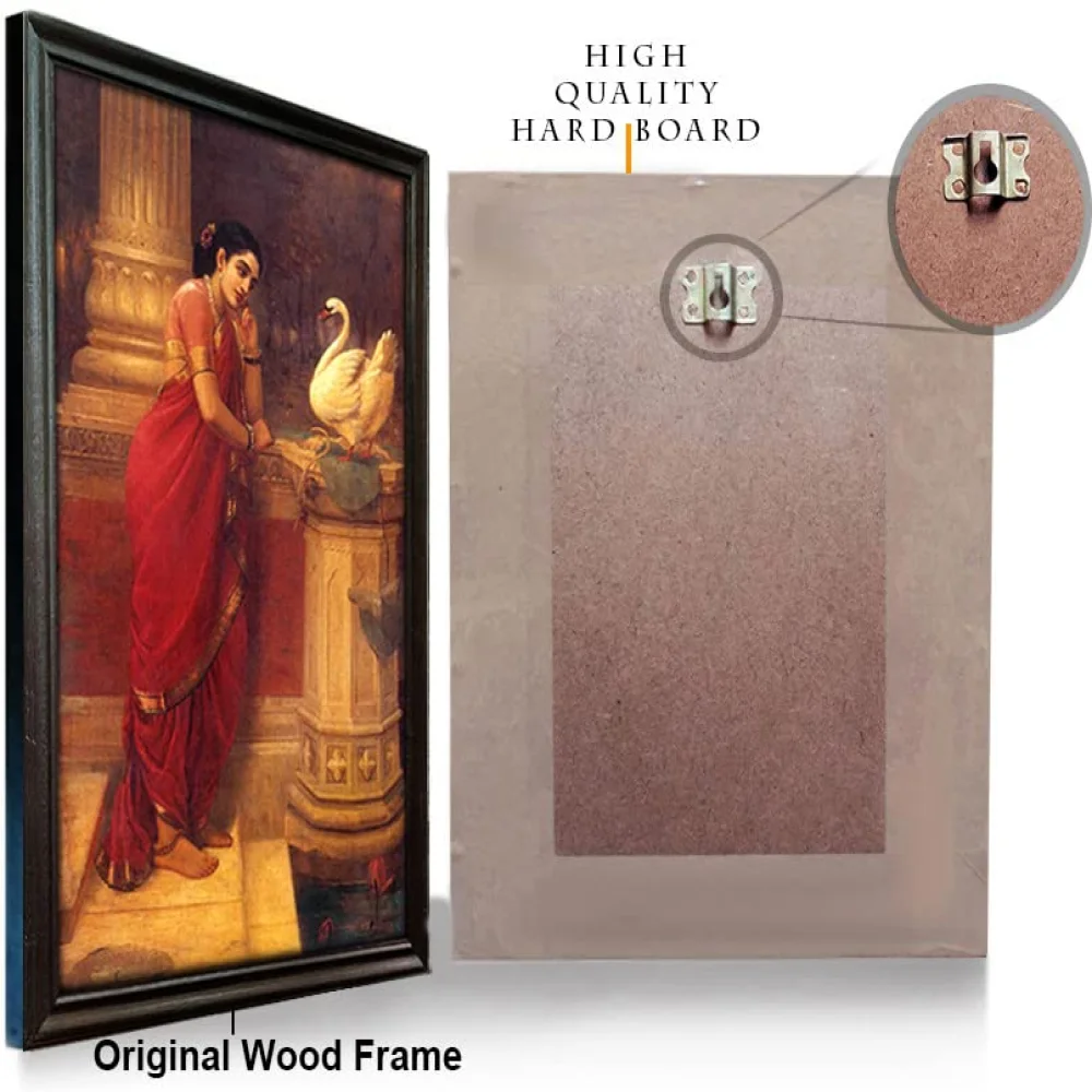 Hamsa Damandi Laminated Digital Re print With Wood Frame 19.5 inch x 12.9 inch Painting