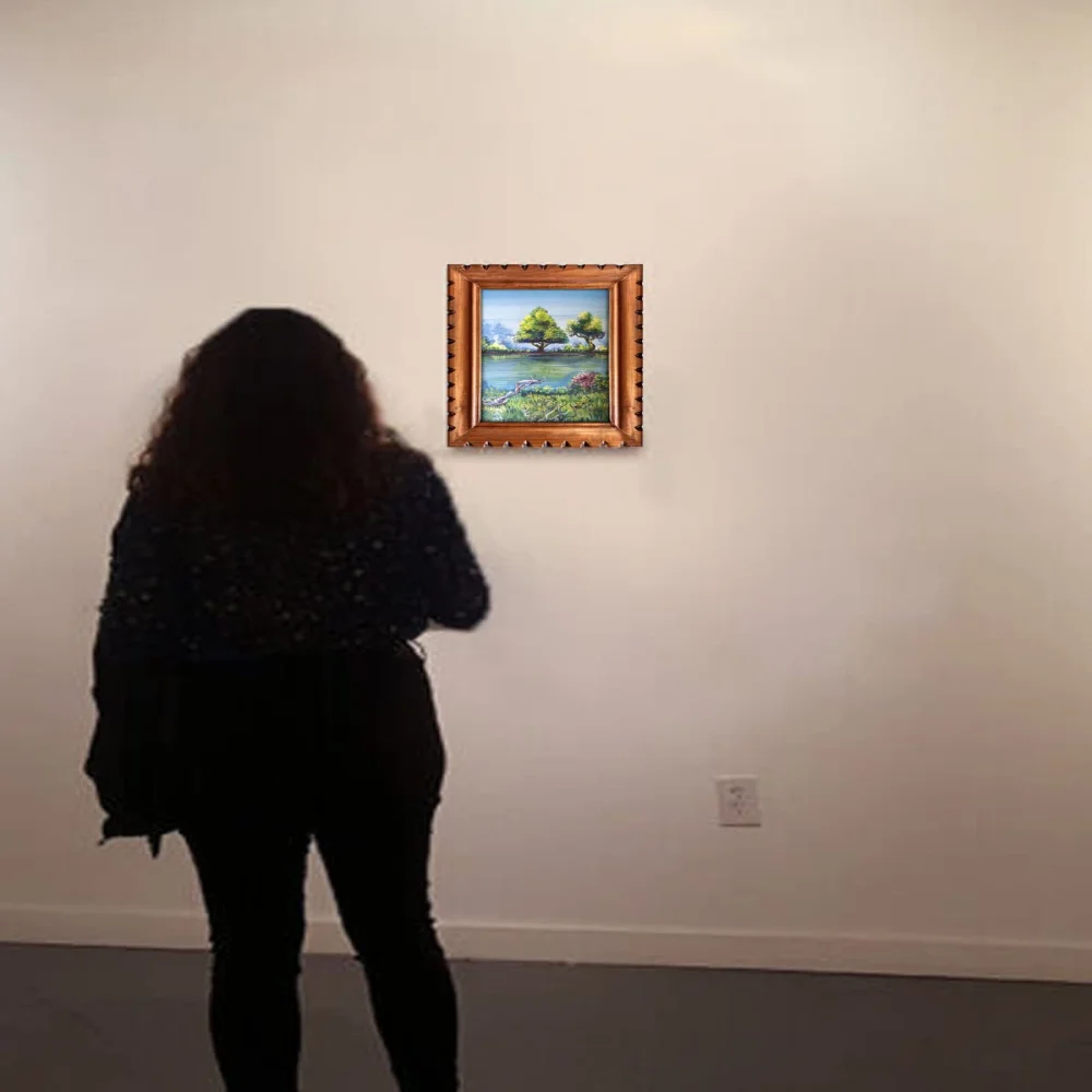 EMPEROR ART GALLERY®,Original Handmade Nature Landscape Canvas Painting, Teak Wood Frame, 25.4 x 31.5 cm