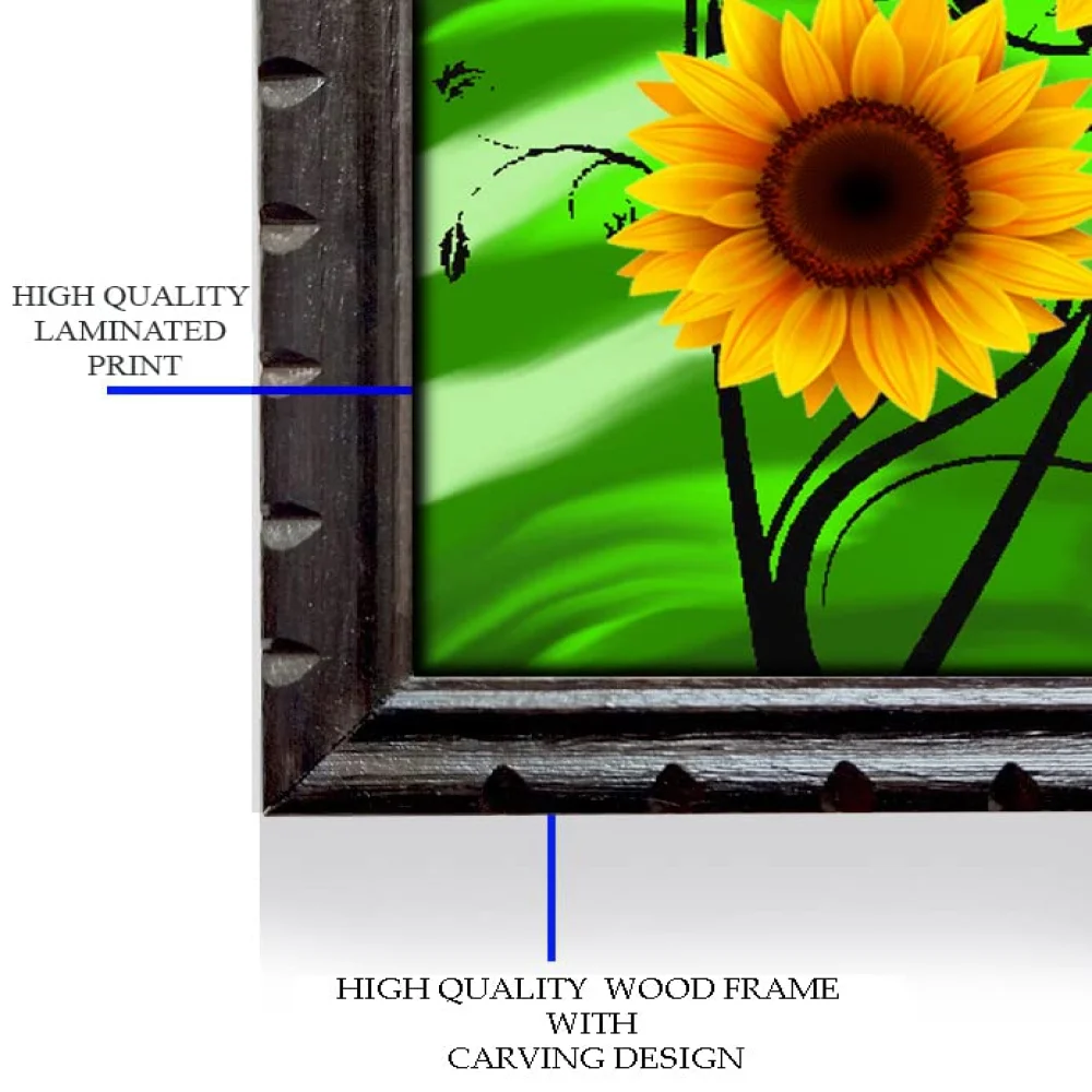 Digital Flower Art Print With original Designed Wood Frame Digital Reprint 18 inch x 13.6 inch Painting