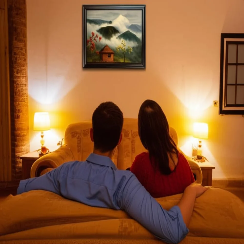 EMPEROR ART GALLERY®, Mountain Landscape Canvas Wall Art, Premium Black Wooden Frame, 58.4 x 40.6 cm