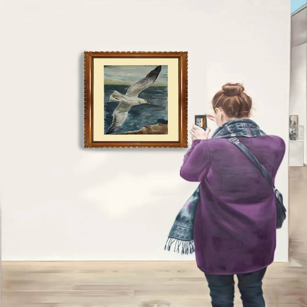 EMPEROR ART GALLERY, Original Handmade Water Painting With Teak Wood Frame For Wall(27x21) In