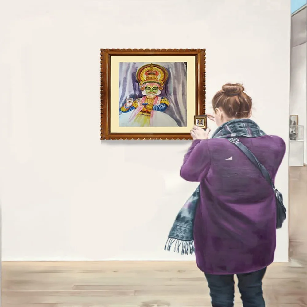 EMPEROR ART GALLERY, Original Handmade Water Painting With Teak Wood Frame (19x22) In