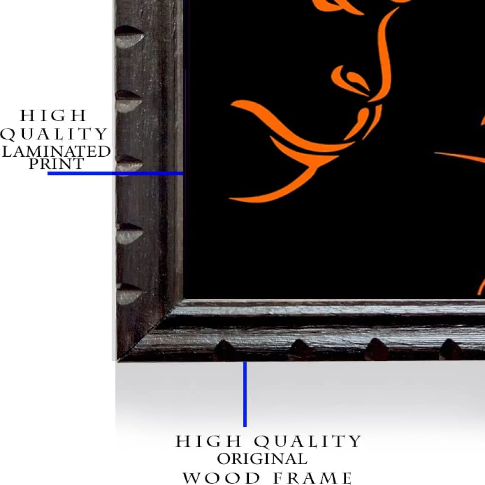 Lord Hanuman Laminated Digital RePrint With Original Wood Frame (18x13.4)