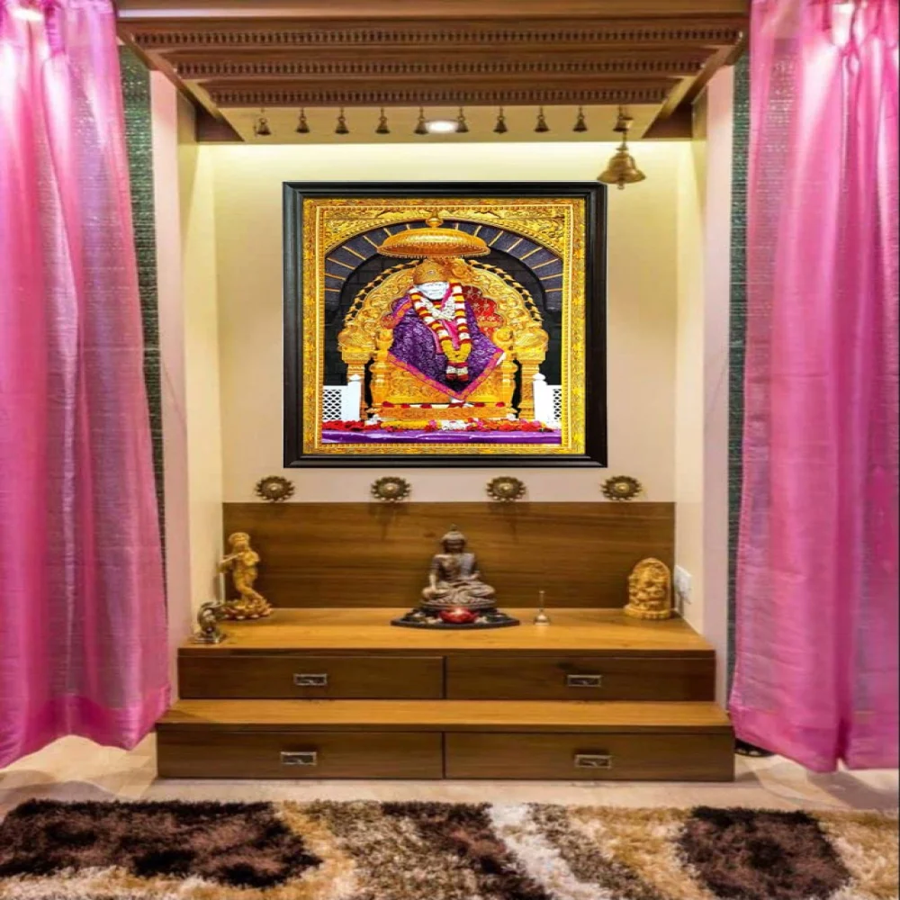 SHIRDI SAI BABA PHOTO FRAME With Laminated Print And Wood Frame (28 x 19.5) in