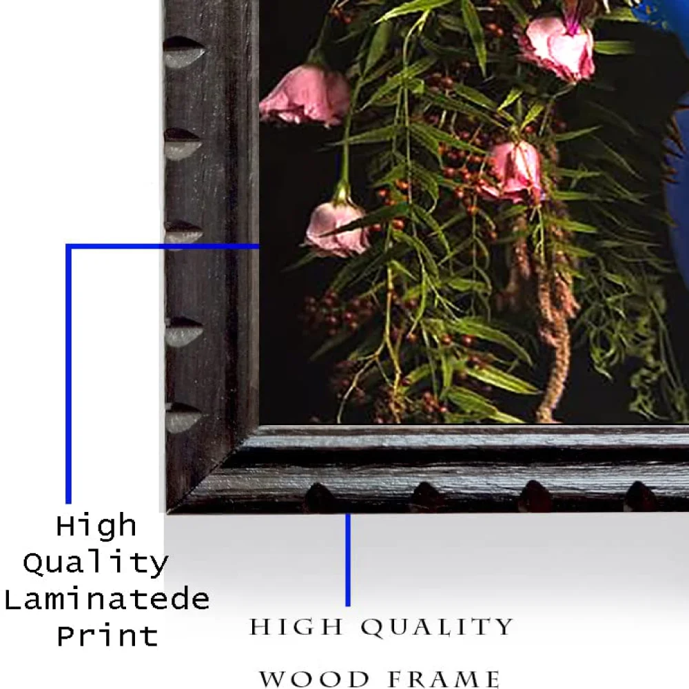 Mperor, Lady With Flower Digital Re Print With Wood Frame With Carving Designed (13x18.1) In