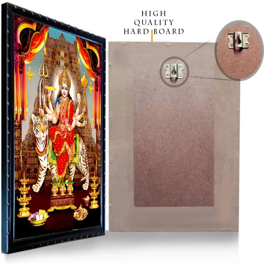 Durga Maa Digital Reprint With Wood Frame (14 X 10) inch Religious Frame Religious Frame