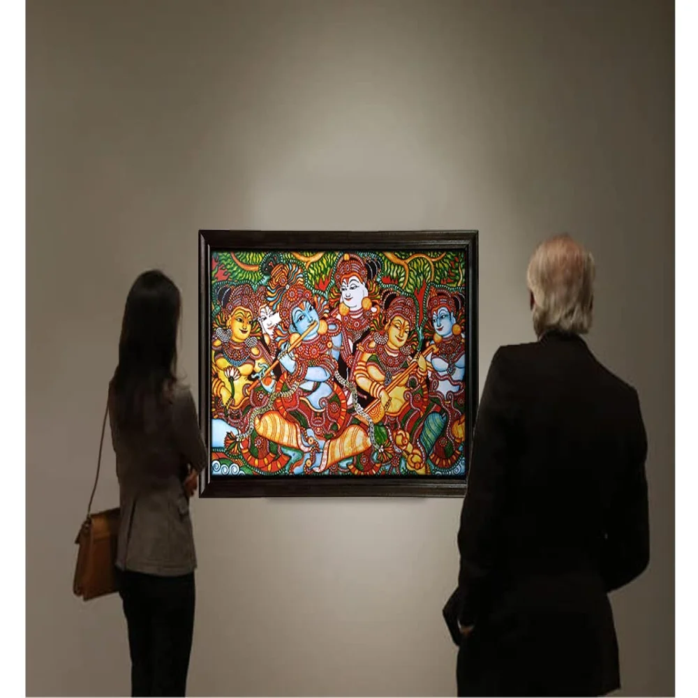 mperor,Lord Krishna Mural Painting laminated Digital RePrint With Wood Frame (17x27) in