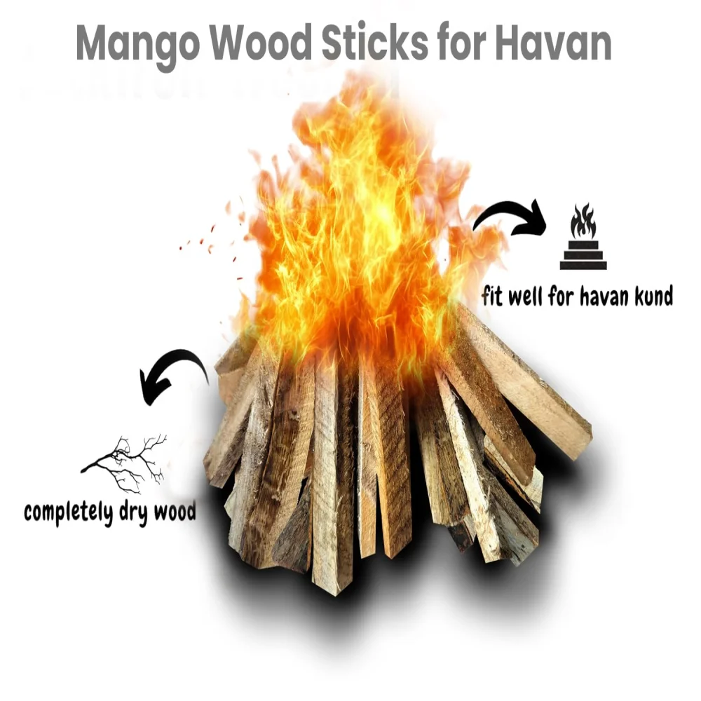 EMPEROR ART GALLERY®, Natural Mango Wood Sticks for Havan, 6 inch, Traditional Pooja Fire Wood, Sticks for Havan Kund, Completely Dry Firewood Set of 30
