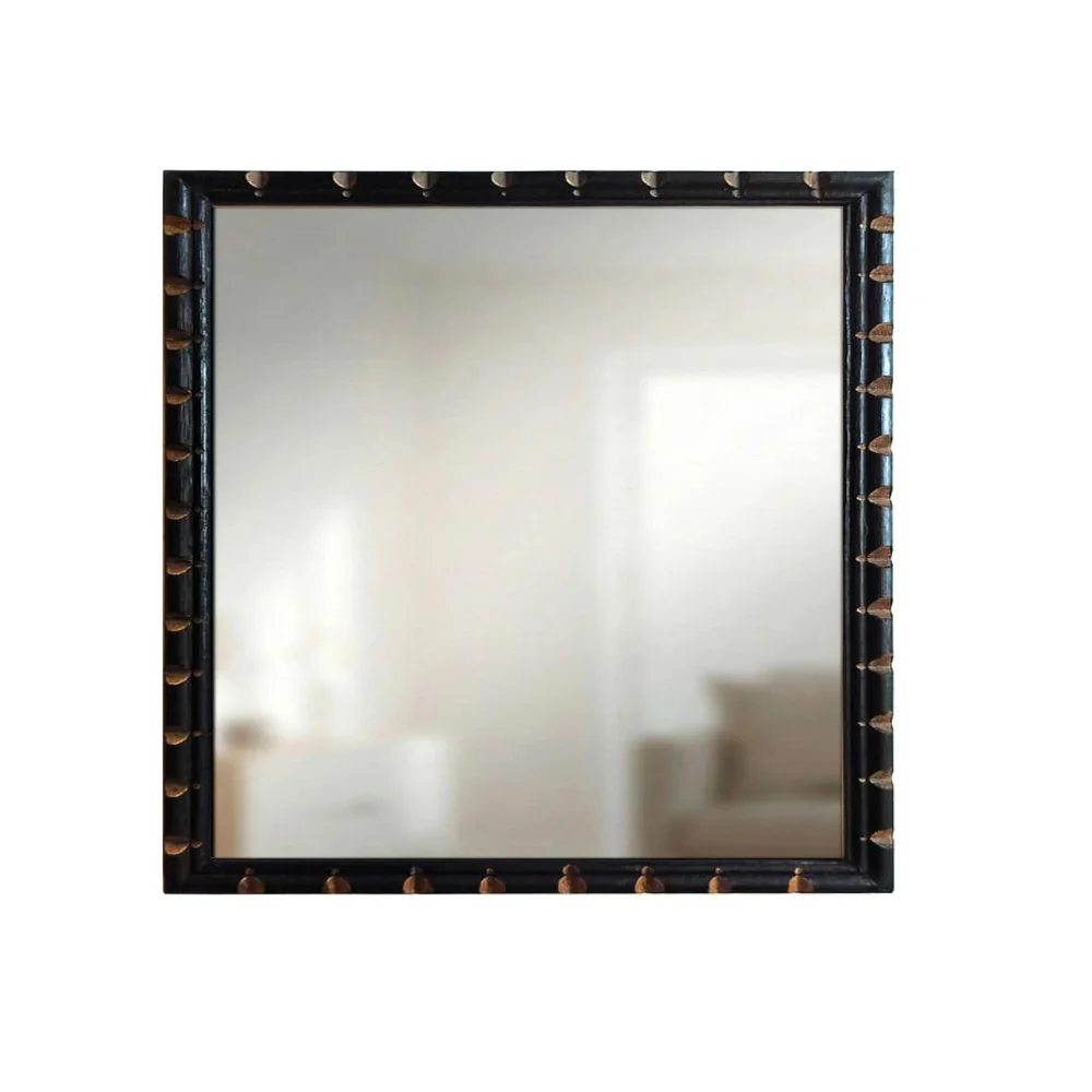 EMPEROR ART GALLERY®, Decorative Wall Mirror, Black Wooden Frame with Hand-Carved Design, 33 x 25.4 cm, Premium 3mm Mirror