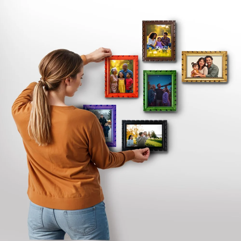 EMPEROR ART GALLERY®, Wooden Photo Frame, 4 x 6 inch,Set Of 6, Carved Design with Glass, 6 Colours Available