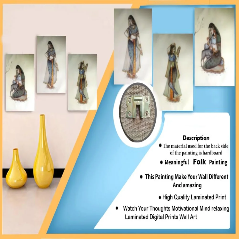 Folk Art Laminated digital RePrint With Hardboard Fine Art Print Fine Art Print (10 inch X 7.5 inch)