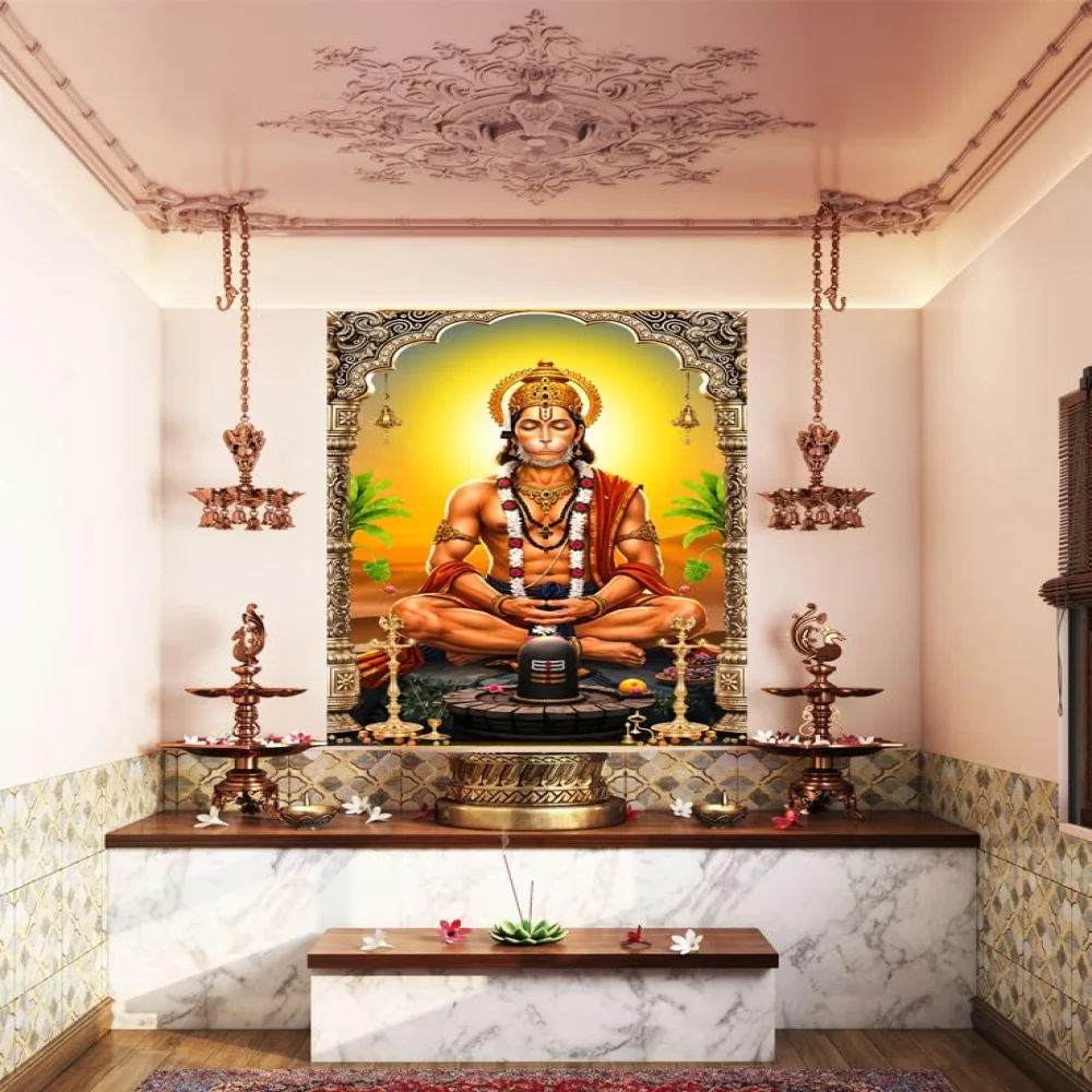 EMPEROR ART GALLERY®,Lord Hanuman Glossy Canvas Wall Art Print, High Resolution, 77.2 x 115.3 cm