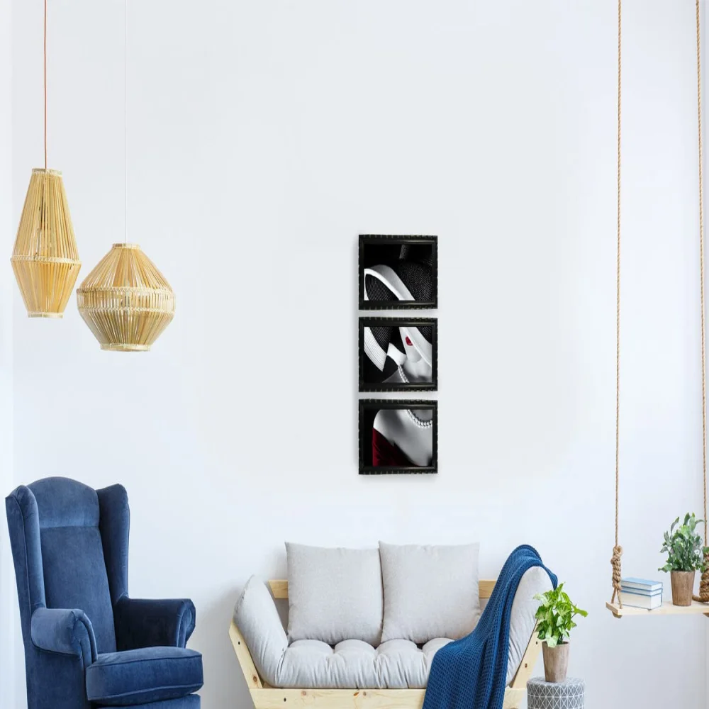 Mperor, Lady Digital Re Print With Wood Frame With Carving Designed (6.6x12.3) In Peace Of 3