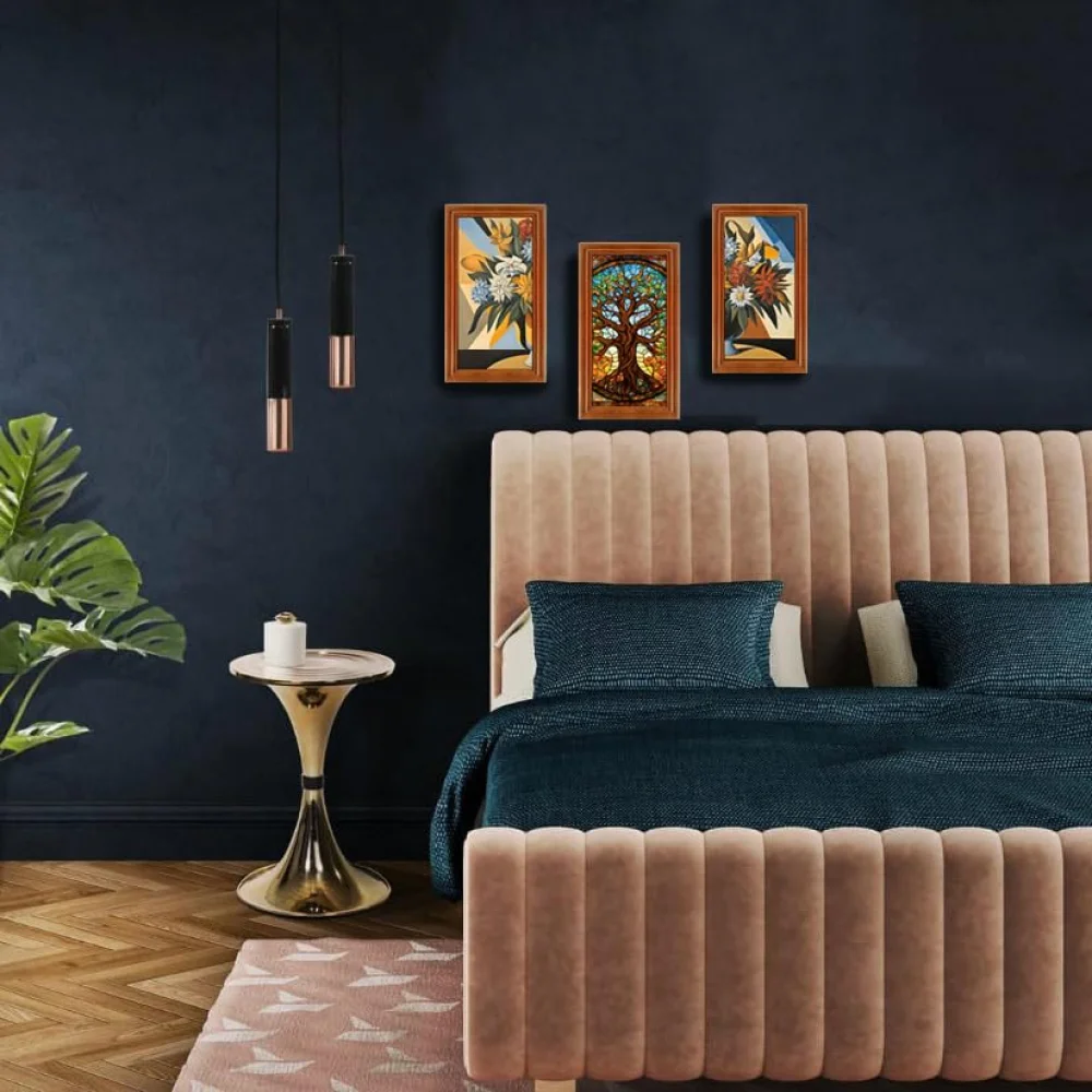 Abstract Art Flower Pot 3 Piece Painting Digital Reprint(13x7,13x7,13x7) inch