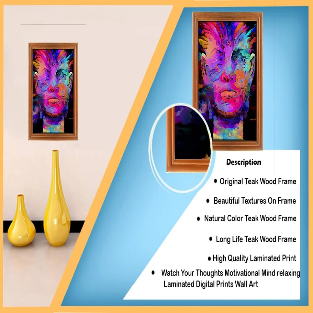 Wall Deco Special Laminated Print With Teak Wooden Photo Frame Digital Reprint (12.5 in x 9 in)