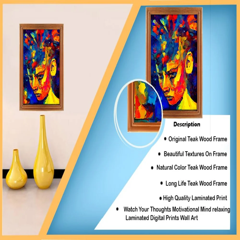 Mperor, Wall Deco Special Laminated Print With Teak Wooden Photo Frame Digital Reprint (12.5 x 9)