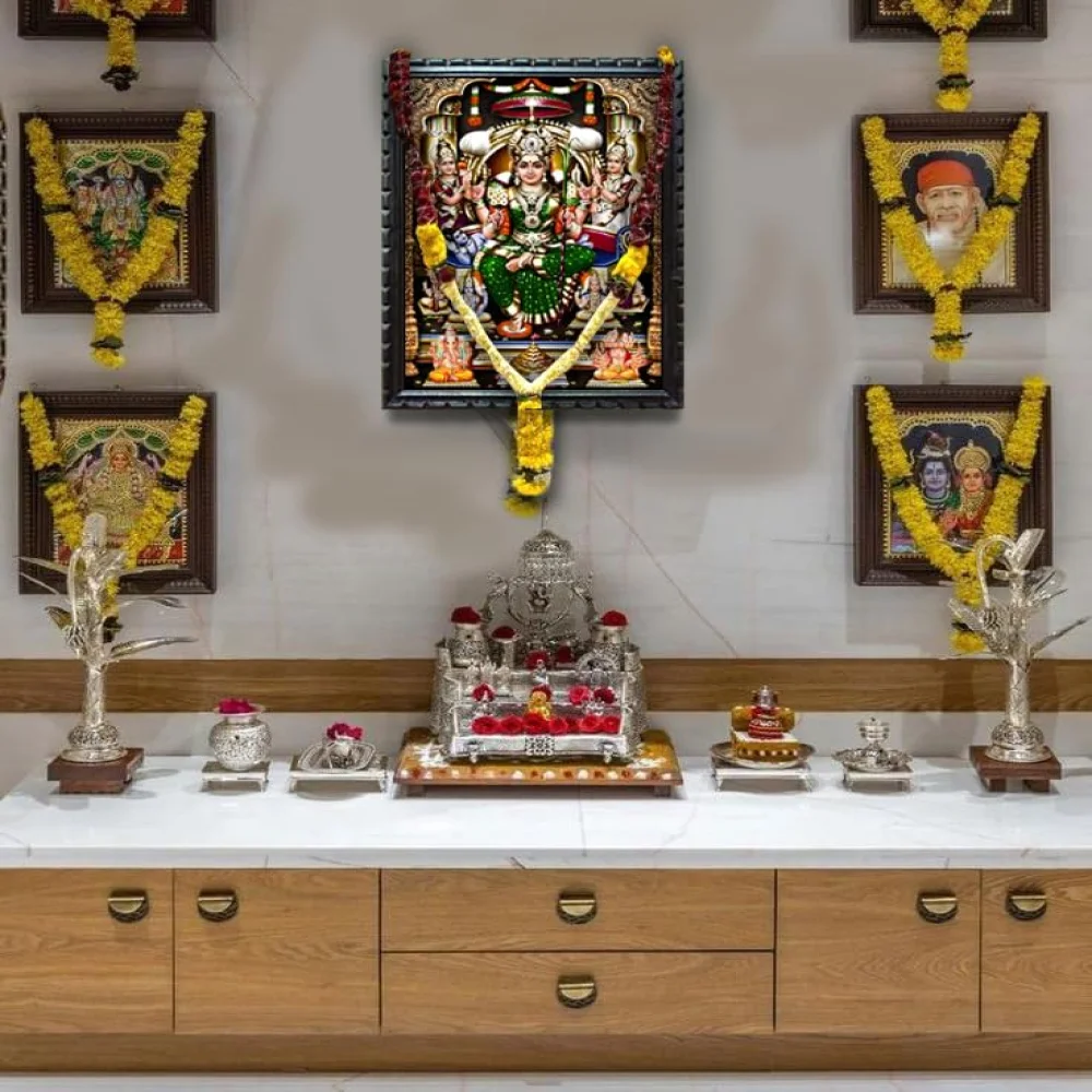 EMPEROR ART GALLERY Sri Rajarajeshwari Lalitha Tripura Sundari Film Laminated Photo with Premium Wooden Frame, 35.5 x 45.7 cm