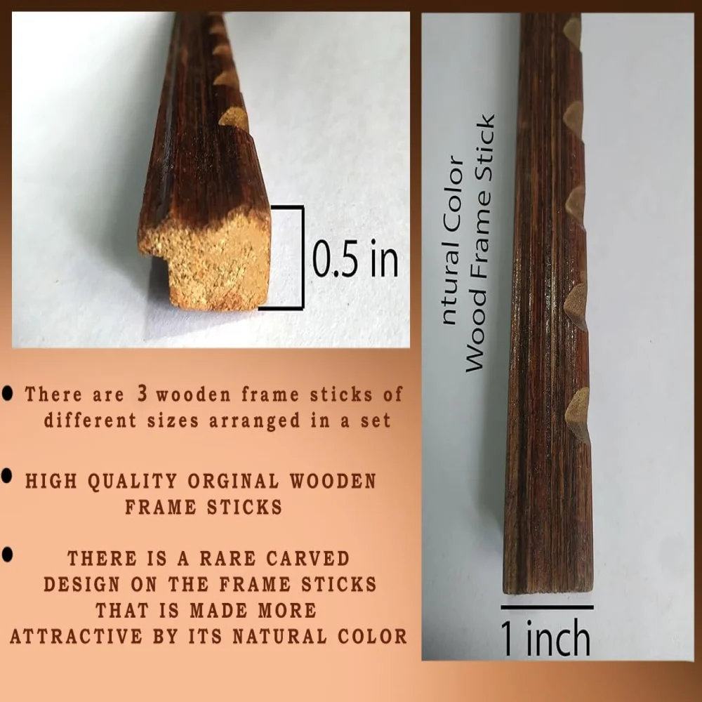 Emperor Art Gallery: Set of 3 Original Wooden Frame Sticks.(40,30,20) Inches
