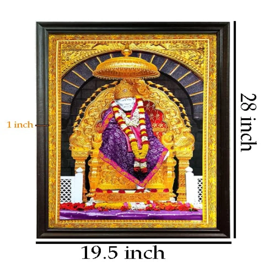 SHIRDI SAI BABA PHOTO FRAME With Laminated Print And Wood Frame (28 x 19.5) in