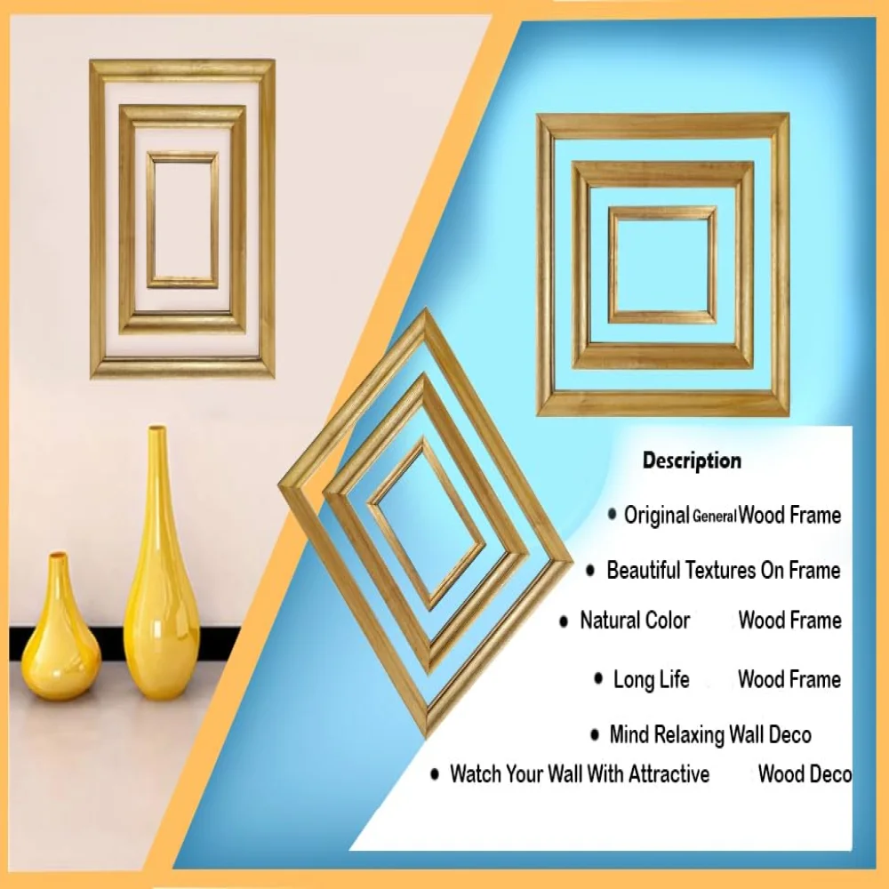 EMPEROR ART GALLERY Wall Deco Frame, 16x12,13.5x10.5,7.4x5.3 inches, Frameless, Set of 3