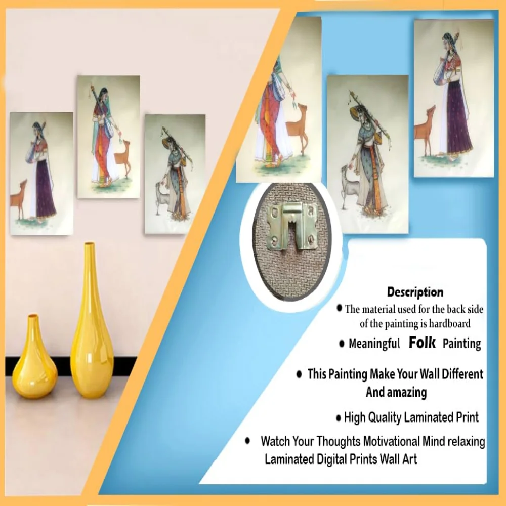 Folk Art Laminated digital RePrint With Hardboard Fine Art Print Fine Art Print (10 inch X 7.5 inch)