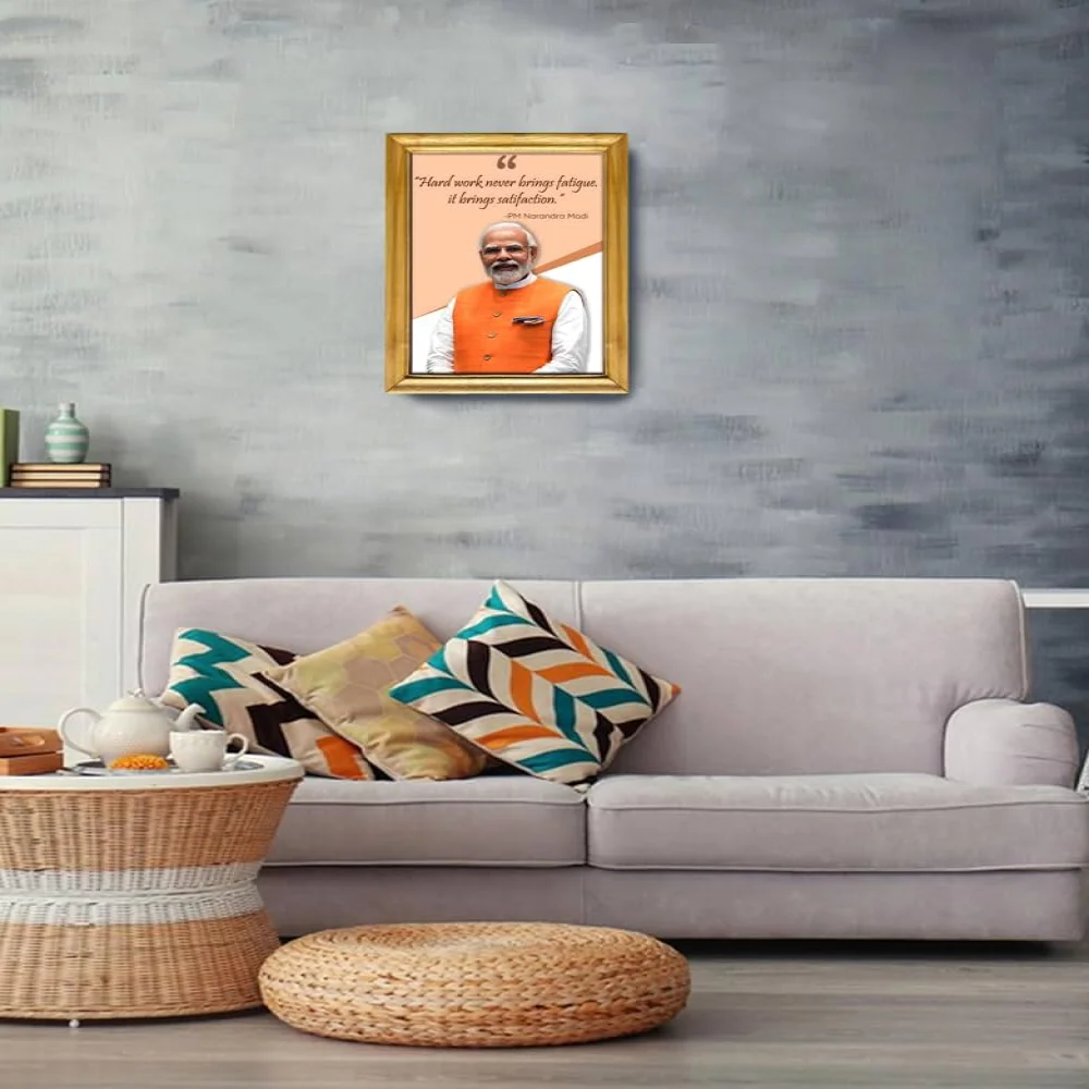 EMPEROR ART GALLERY Inspirational Quote (Narendra Modi) Wall Frame with Natural Wooden Frame, 33 x 48 cm, Premium Digital Print on 300gsm Paper