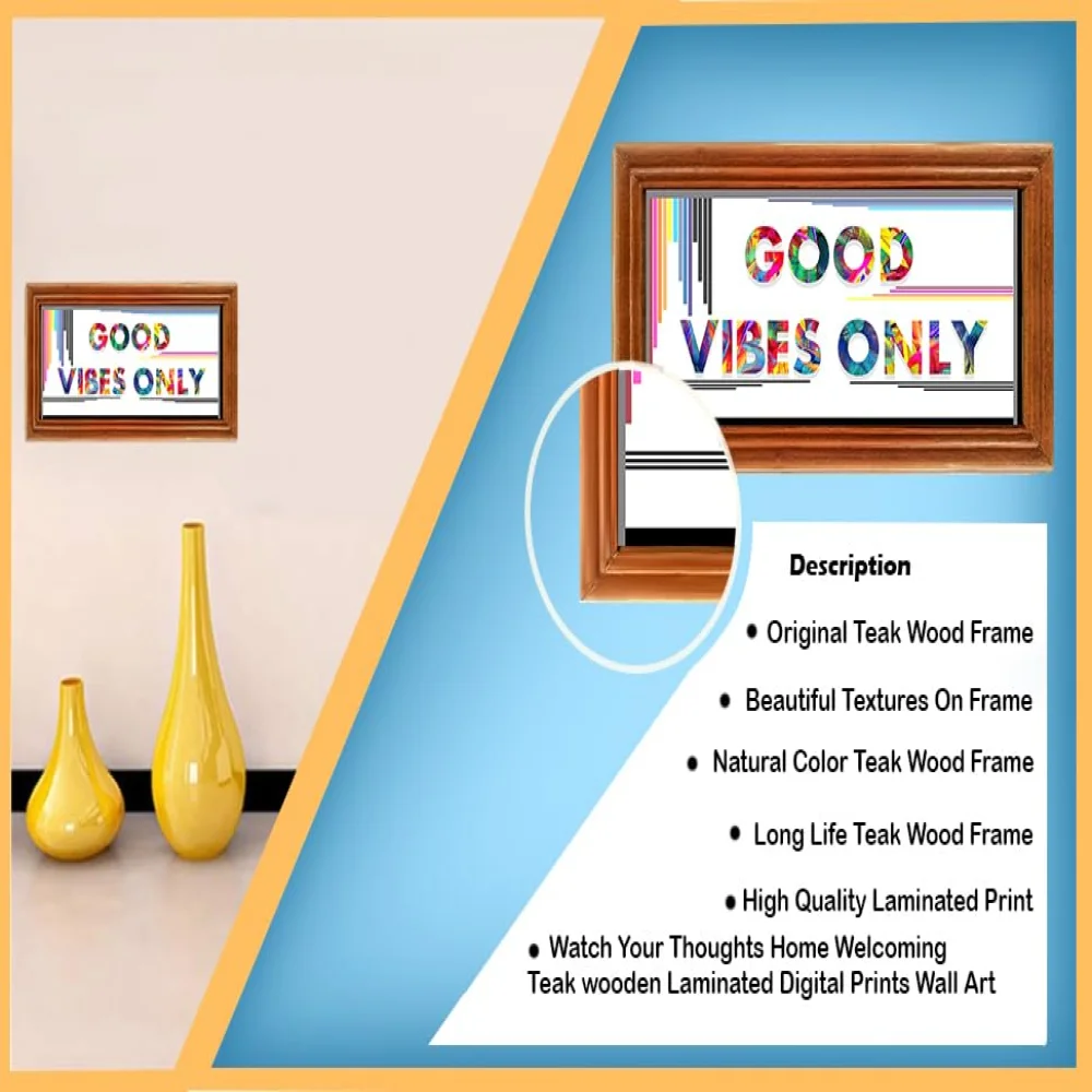 Mperor, GOOD VIBE OLNY wall Teak wood wall hanging Size (9.3x46) In