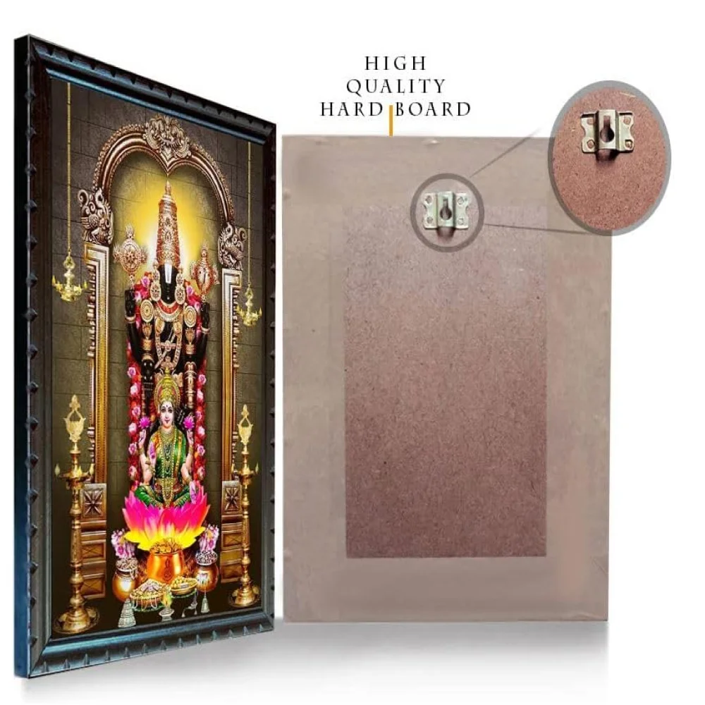 mperor God Venkateswara Swamy With Lakshmi Photo Frame # Wood Frame With Glass# Size(14 X 10.7) in Religious Frame