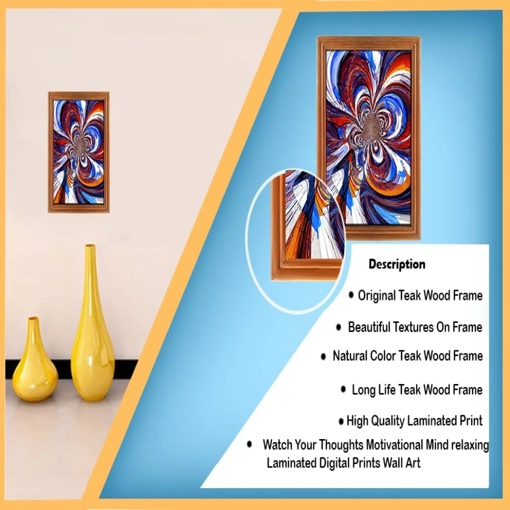 Watch Your Thoughts Motivational Poster Modern Laminated Digital Prints Wall Art Paintings Ready to Hang for Office Living Room Home Decorations and Teak Wood Framed (12.5x8.5) in