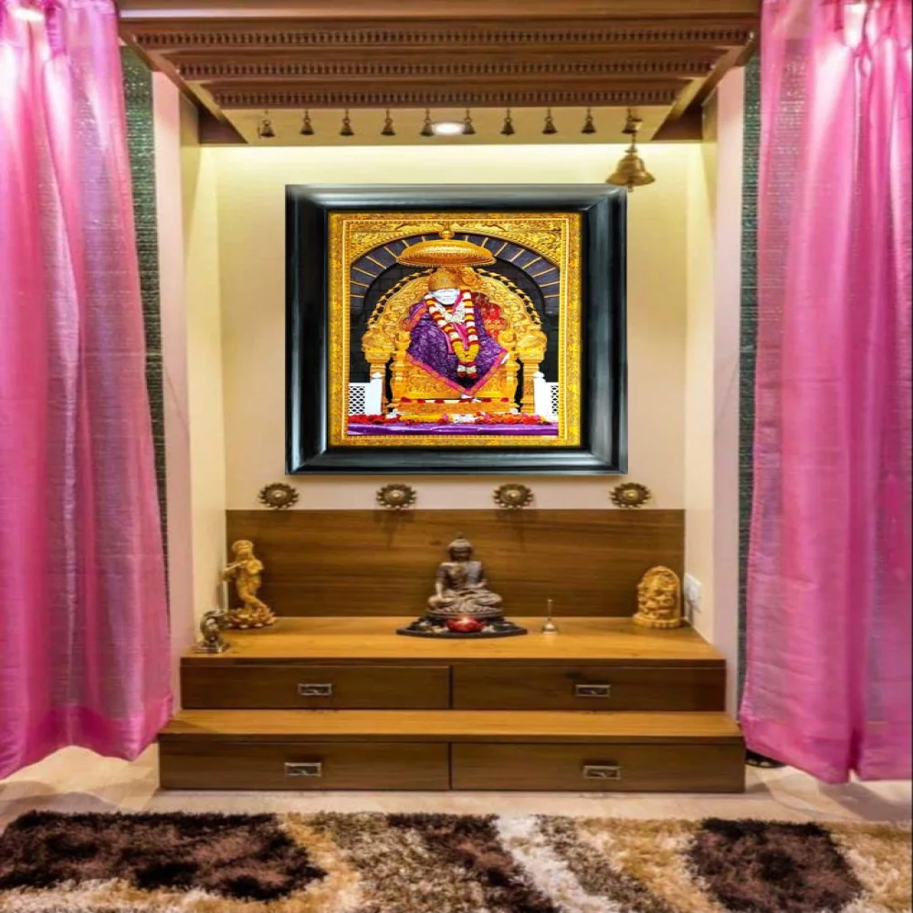 Shirdi Sai Baba Laminated Print And Original Wood Frame(23.4x31) in