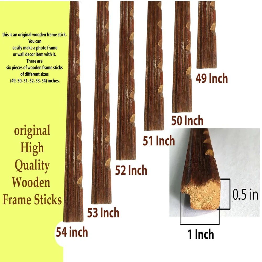 Emperor Art Gallery: Set of six Original Wooden Frame Sticks.(49,50,51,52,53,54) Inches