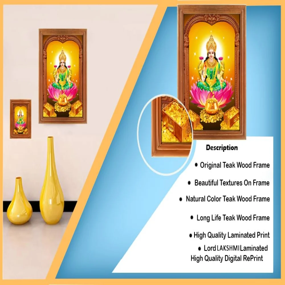 God Lakshmi Photo Frame # Original Teak Wood Frame