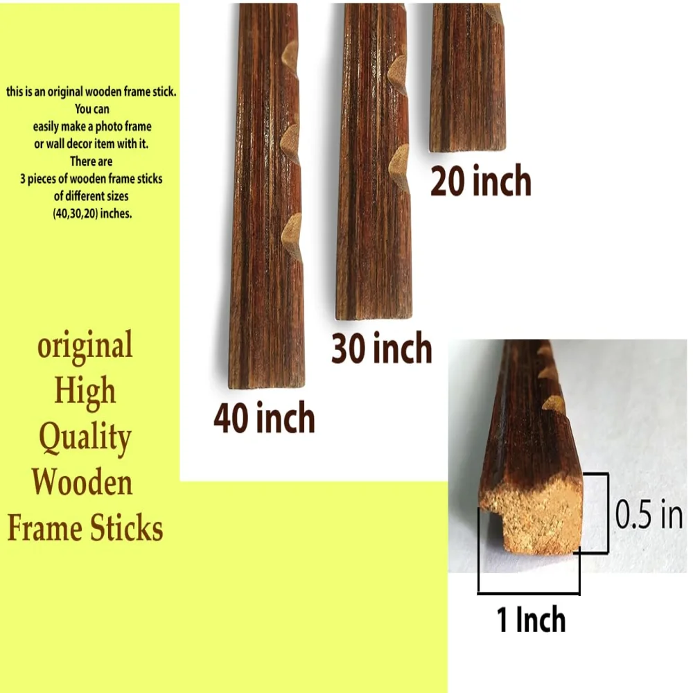 Emperor Art Gallery: Set of 3 Original Wooden Frame Sticks.(40,30,20) Inches