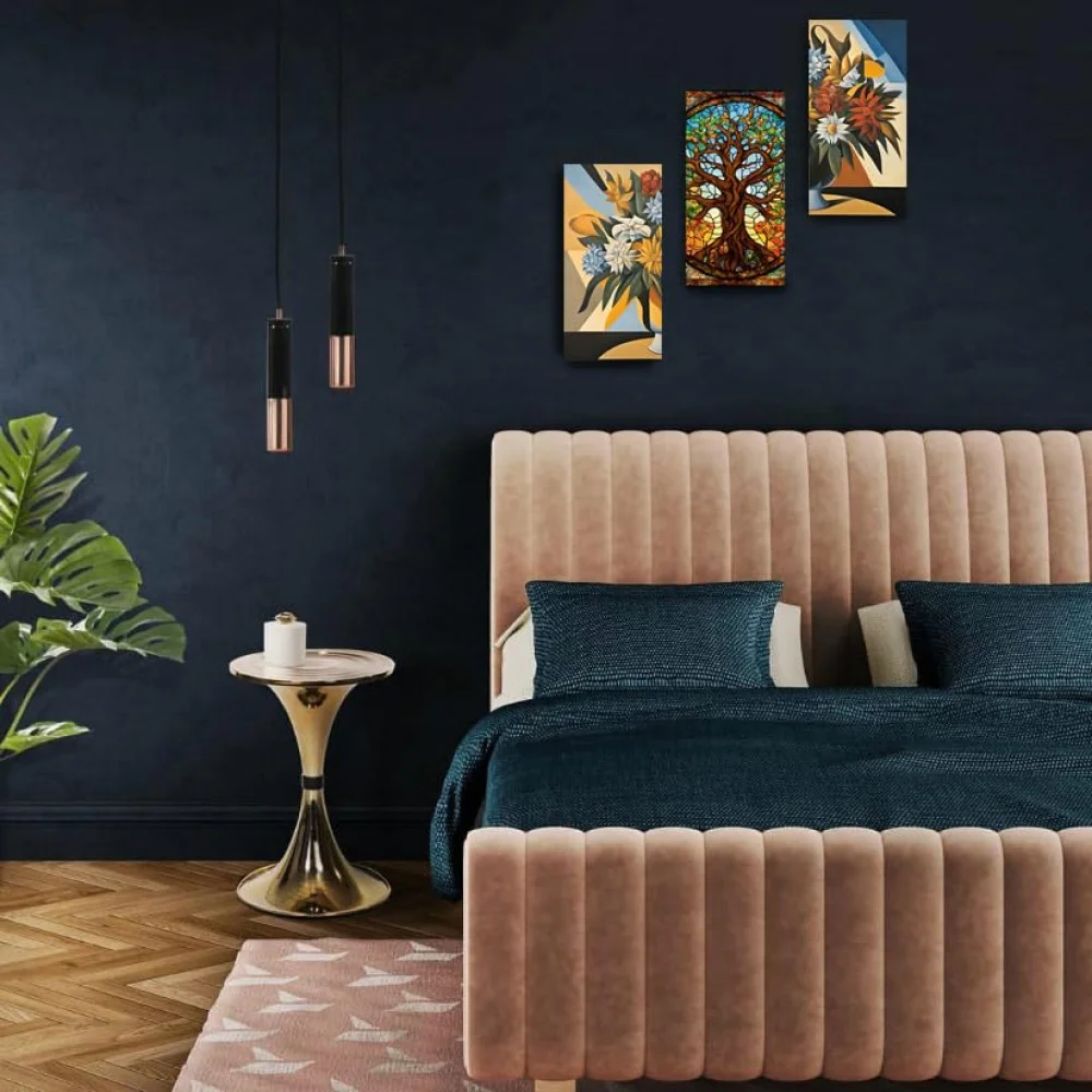 Abstract Art Flower Pot 3 Piece Painting Digital Reprint(13x7,13x7,13x7) inch