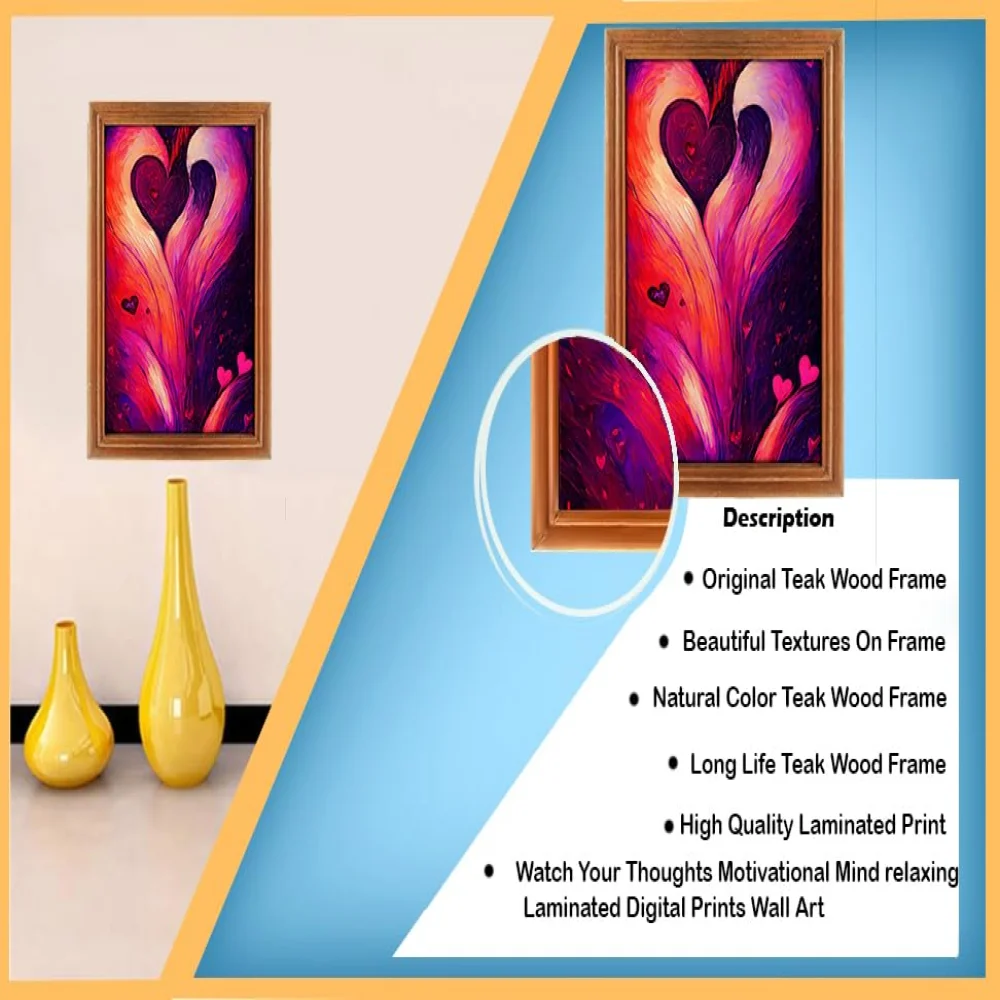 Mperor, Wall Deco Special Laminated Print With Teak Wooden Photo Frame Digital Reprint (12.5 x 9) in