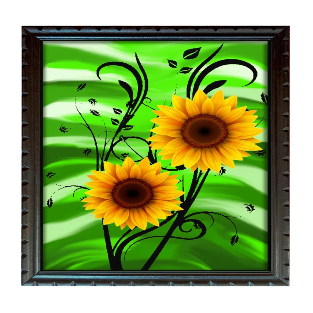 Digital Flower Art Print With original Designed Wood Frame Digital Reprint 18 inch x 13.6 inch Painting