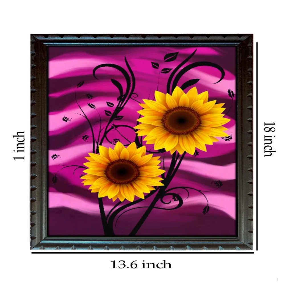 Digital Flower Art Print With original Designed Wood Frame Digital Reprint 18 inch x 13.6 inch Painting