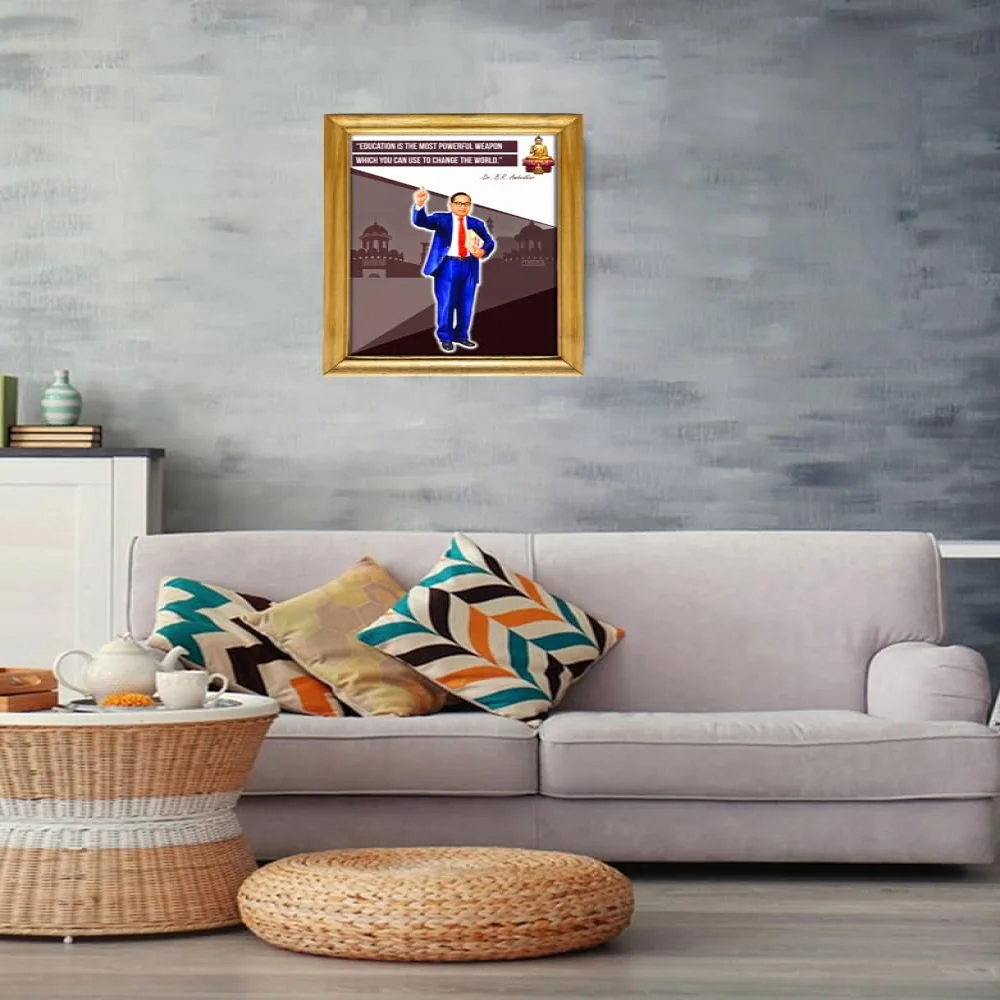 EMPEROR ART GALLERY Inspirational Dr. B.R. Ambedkar Quote Wall Frame, Premium Wooden Frame, 33 x 48 cm, Laminated Digital Print