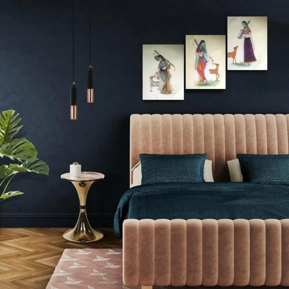 Folk Art Laminated digital RePrint With Hardboard Fine Art Print Fine Art Print (10 inch X 7.5 inch)