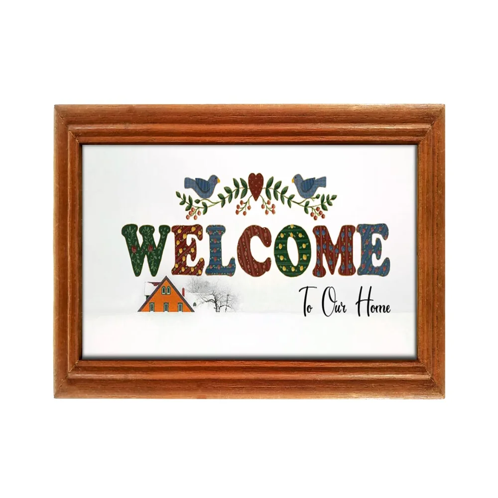 Mperor, Home Welcoming Laminated Digital print With Teak Wood Frame Name Plate(4.6x9.3) inch