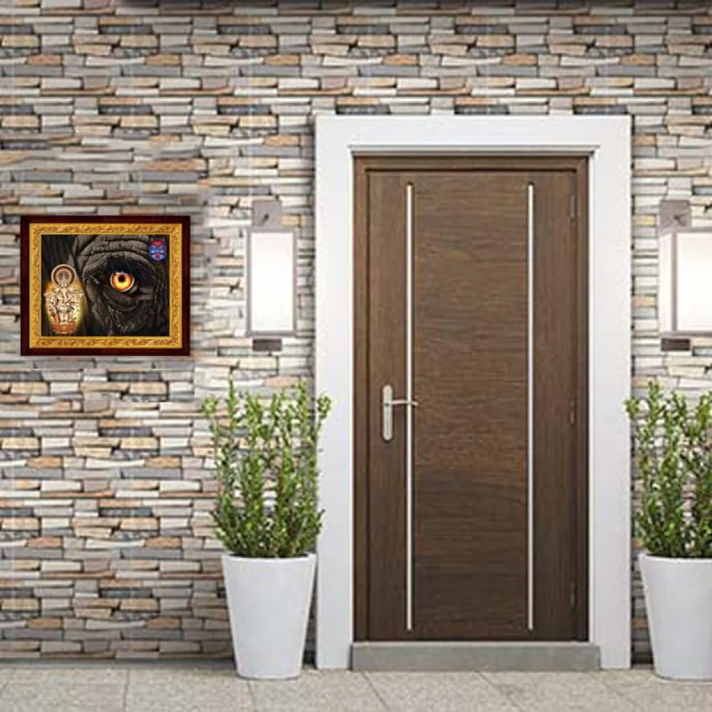 EMPEROR ART GALLERY®,Drishti Ganapathi Religious Wall Art, 16.4 x 13.6 inch, Premium Wooden Frame with Gold Border, Laminated Digital Print