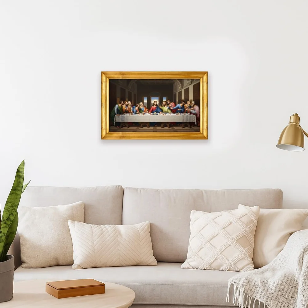 The Last Supper Jesus Wall Art, Wooden Frame, 50.8 x 30.5 cm, Glitter Laminated Digital Print