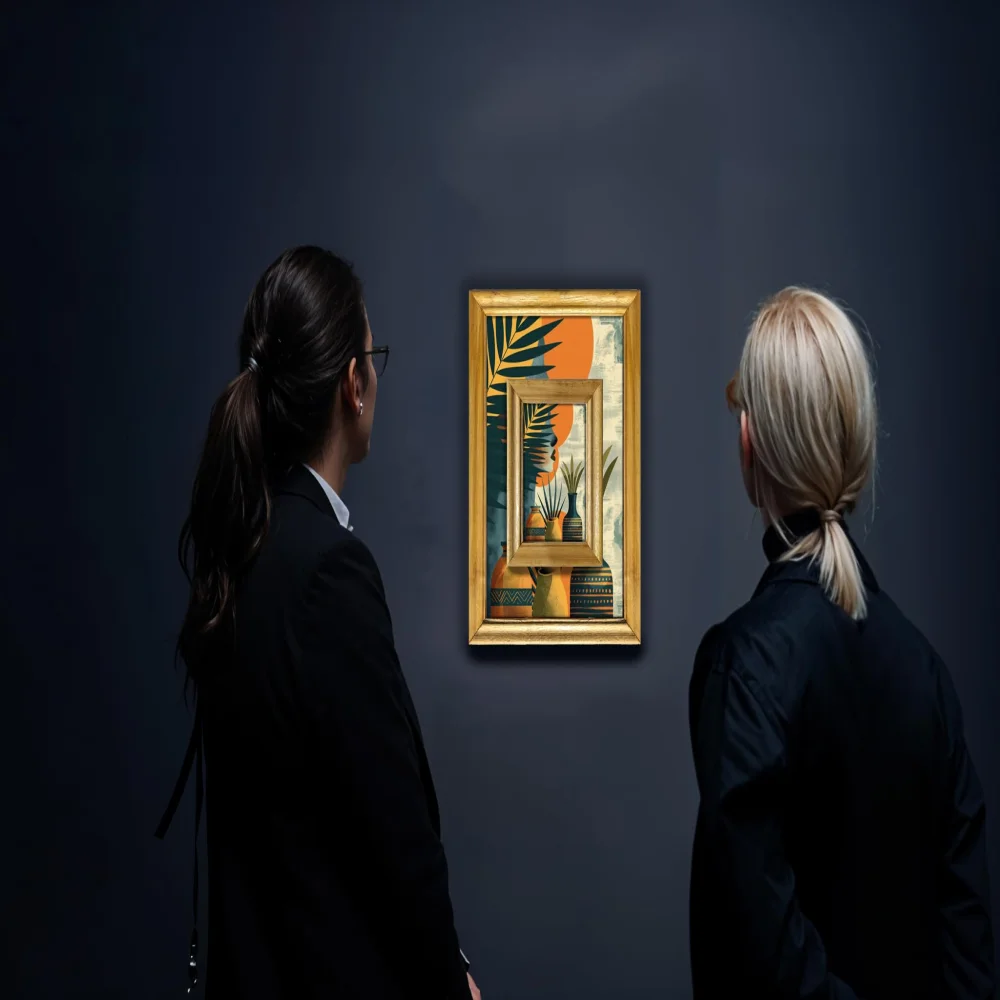 EMPEROR ART GALLERY® ,Modern Art Wall Frame with Natural Wooden Frame, 33 cm x 51 cm, Film Laminated Digital Print, Double Frame Design