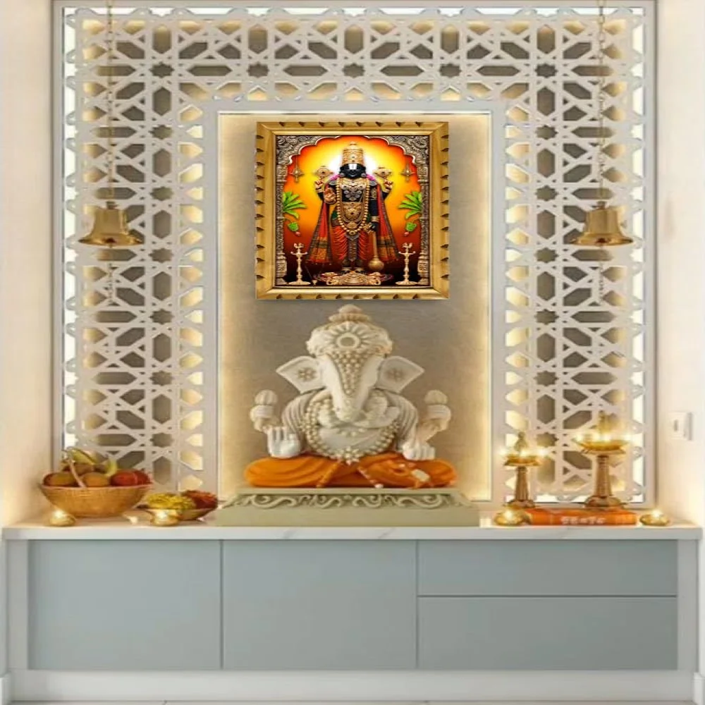 EMPEROR ART GALLERY®,Premium Venkateswara Swamy Religious Wall Frame, Wooden Frame with Glass, 33 x 47.2 cm, Digital Print